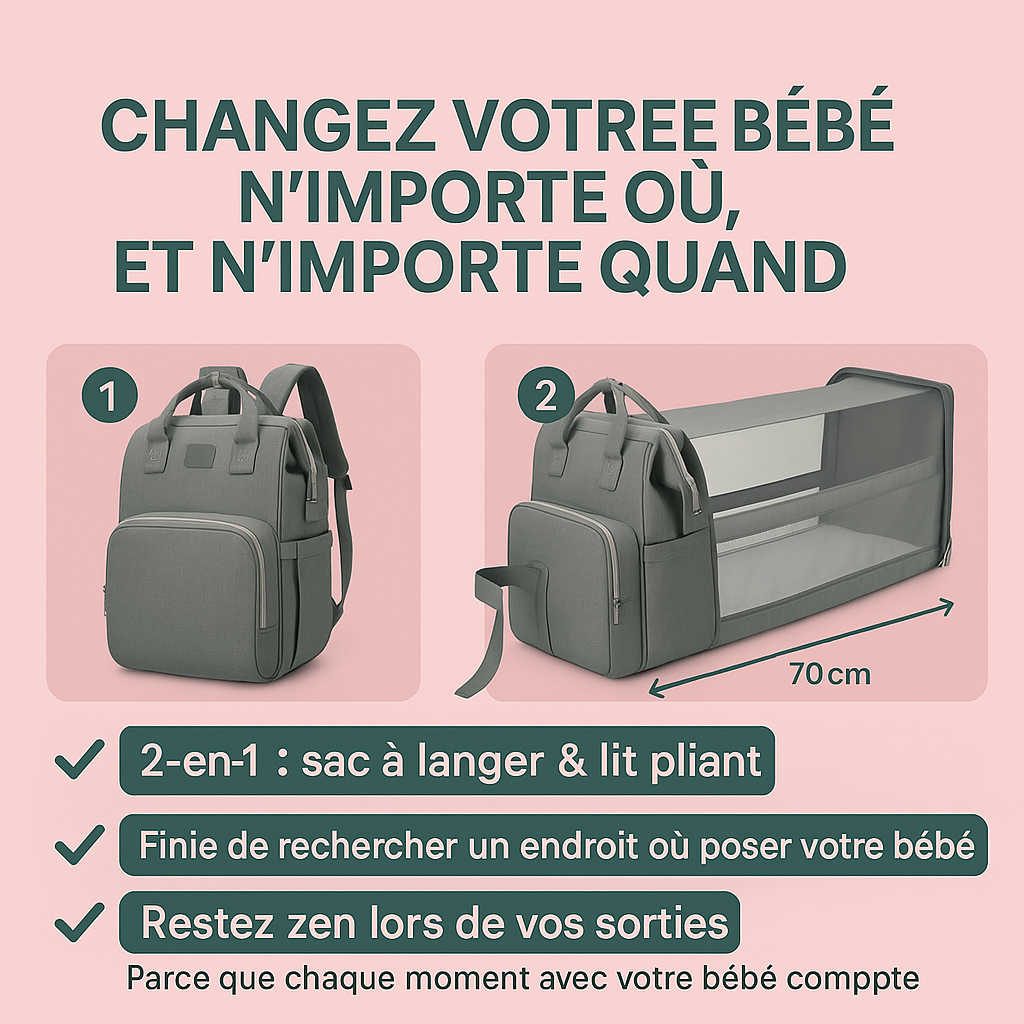 Sac à Langer Vesora - Multifonction, Grande Capacité, Imperméable & Élégant